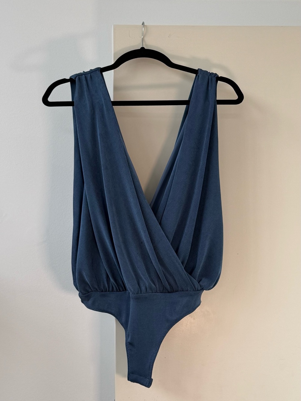 NWT Free People Night Owl Sleeveless Thong Bodysuit In Blue Metal Size XS
